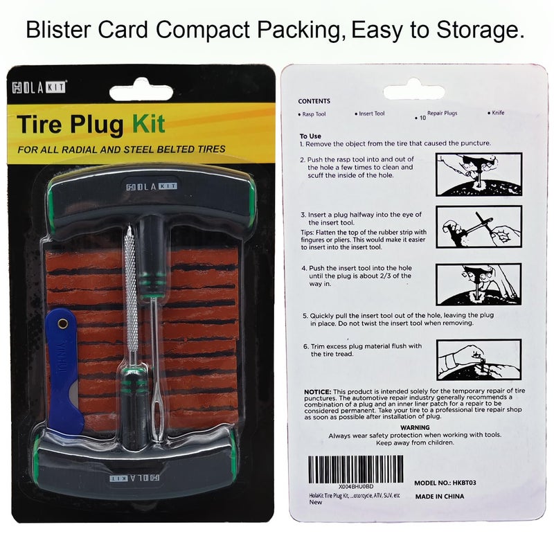 HolaKit Tire Plug Kit  13PCS Tire Repair Kit with Self-Vulcanizing Plugs  Ergonomic Oversized & Rubber-Grip T-Handle Tools  Flat Tire Puncture Repair Tools for Cars  Motorcycle  ATV  SUV  etc - Image 3